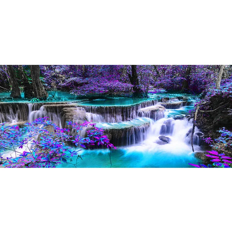 Waterfall Scenery Round Full Drill Diamond Painting 90X40CM(Canvas) gbfke