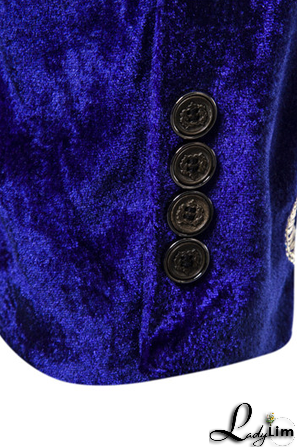 Burgundy Fashion Embroidery Split Joint Buttons Turn-back Collar Outerwear