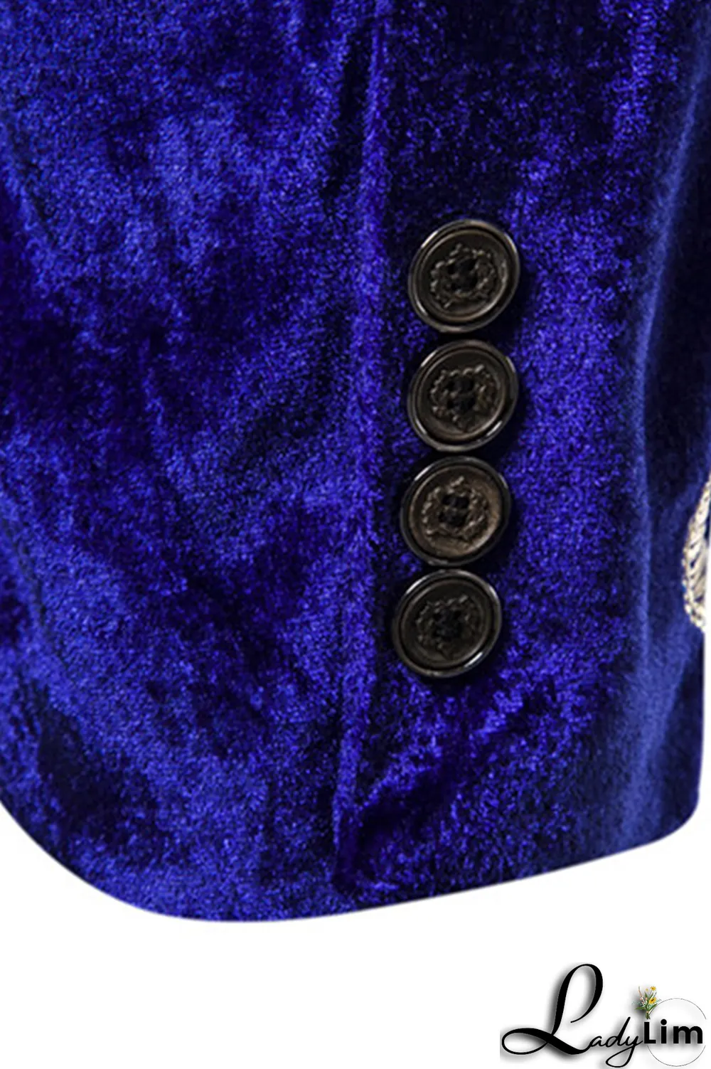 Burgundy Fashion Embroidery Split Joint Buttons Turn-back Collar Outerwear