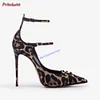 Leather Thin High Heels Hollow Double Adjustable Buckles Strappy Pumps Pointed Toe Women Stilettos 2024 New Summer Shoes Luxury