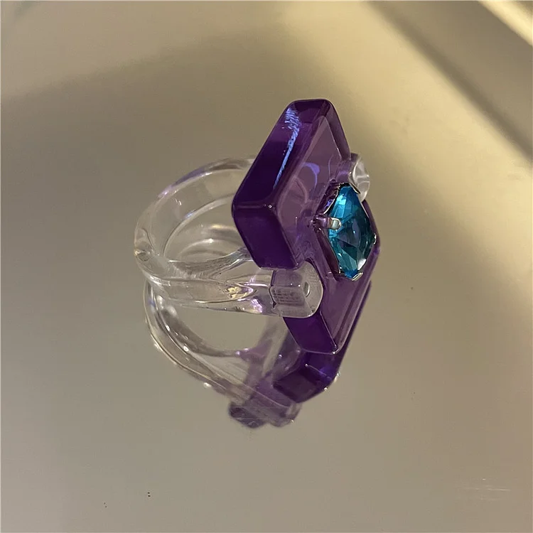 Candy-Color Resin Acrylic Baguette Ring KERENTILA