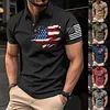 Men's T-Shirt Polo Vintage American Flag Independence Day Short Sleeve Outdoor Summer Daily Top Navy Blue Black Khaki by Inlyline