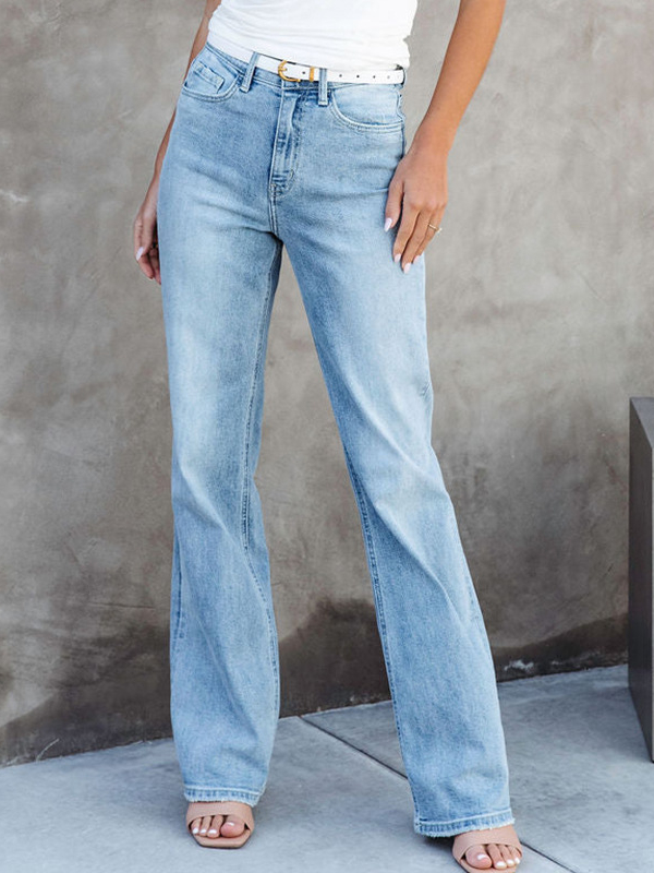 Versatile High Waist Straight-leg Jeans