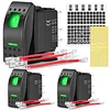 Nilight 3 Pack Rocker Switch with Night Glow DIY Stickers On Off 5 PIN SPST LED Light Switches with Green Backlit 12V/24V Toggle for Cars Trucks RVs Boats Auto Motorcycles