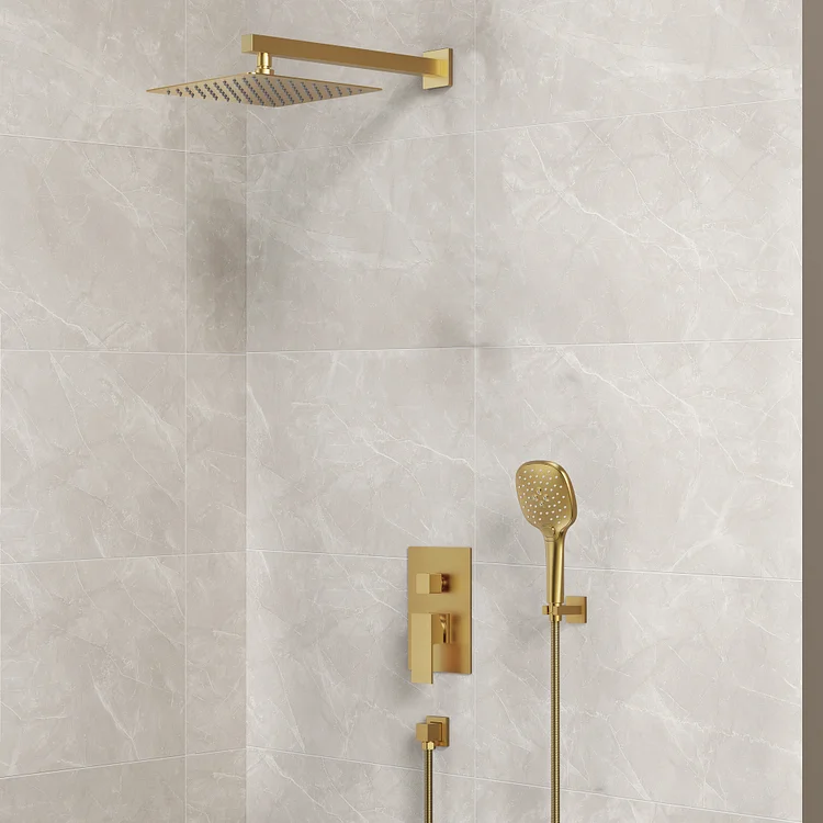 M6646GNI-10BL EVERSTEIN 10" Wall Mount Rainfall Shower System | High-Pressure, Anti-Scald, Handheld Spray