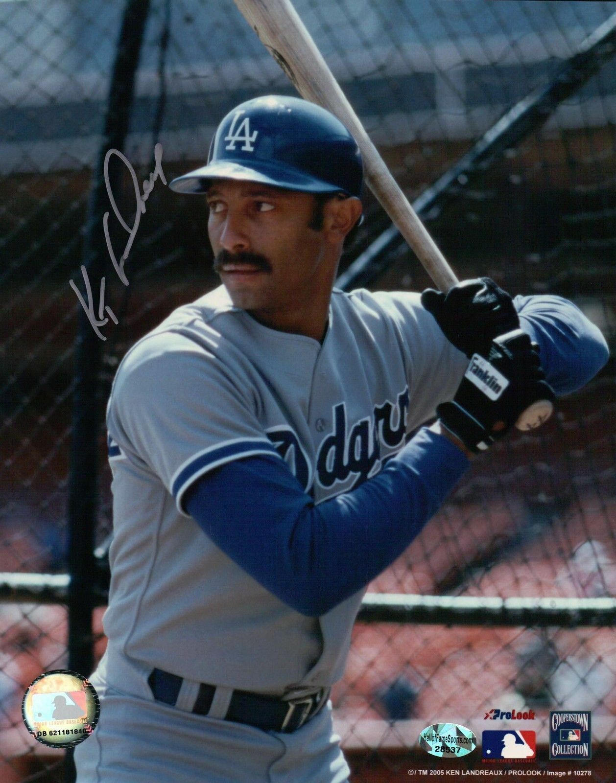 Ken Kenny Landreaux Signed 8X10 Photo Poster painting Autograph Dodgers in Cage Silver Auto COA