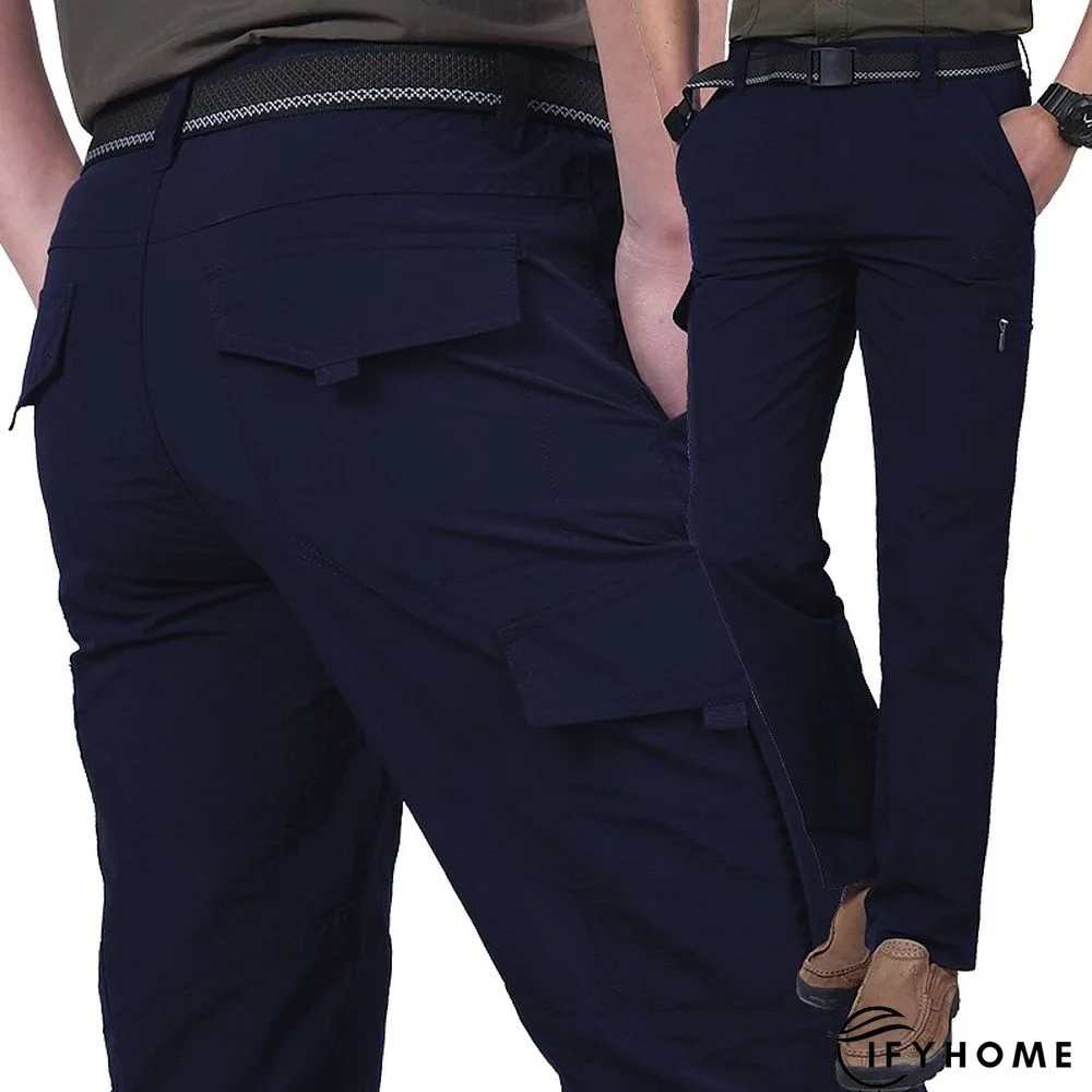 Men's Cargo Pants Hiking Pants Trousers Tactical Pants Military Summer Outdoor Ripstop Breathable Water Resistant Quick Dry Pants / Trousers Bottoms 6 Pockets Elastic Waist Black Army Green Hunting | IFYHOME