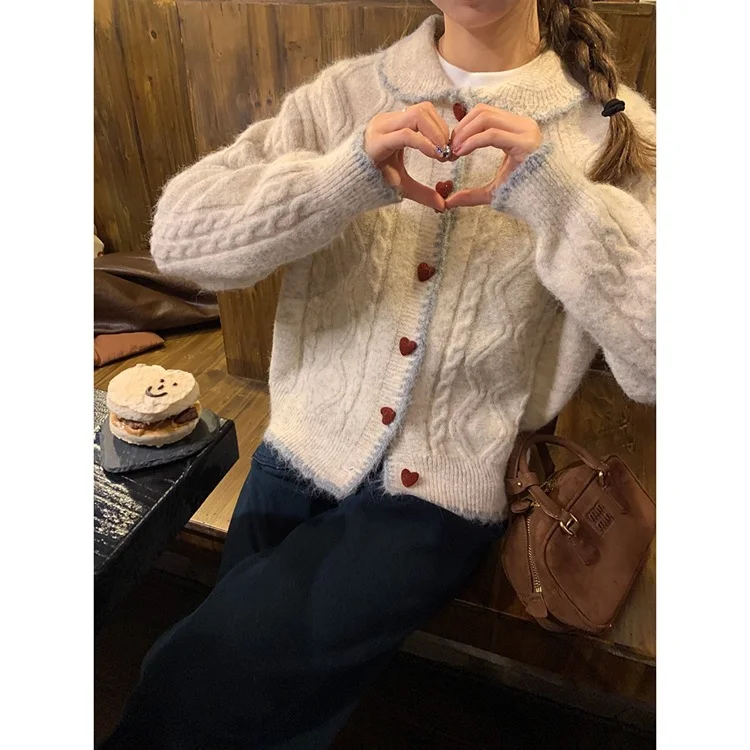 Athvotar Athvotar Buckle-Colored Sweater Cardigan 2025 Autumn And Winter New Korean Temperament Soft-Crein Knitted Coat Top
