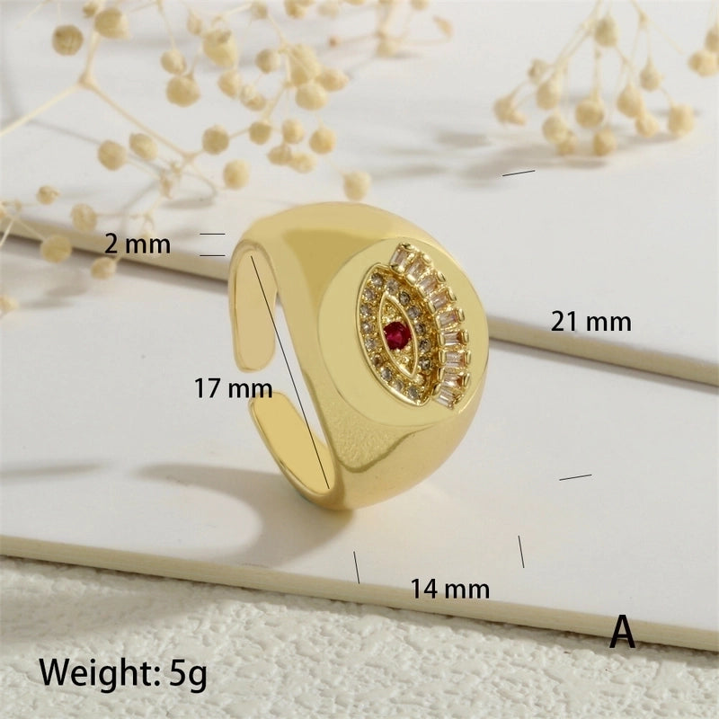 Copper Inlay Devil’s Eye Eye Zircon Open Rings