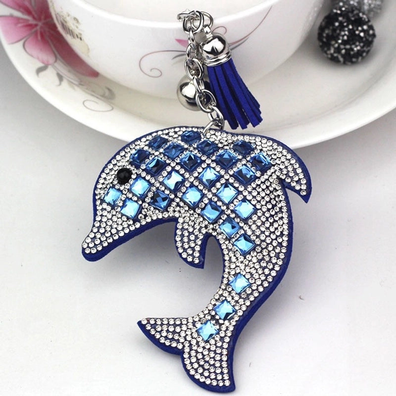 Cute Dolphin Flannel Diamond Women’s Keychain