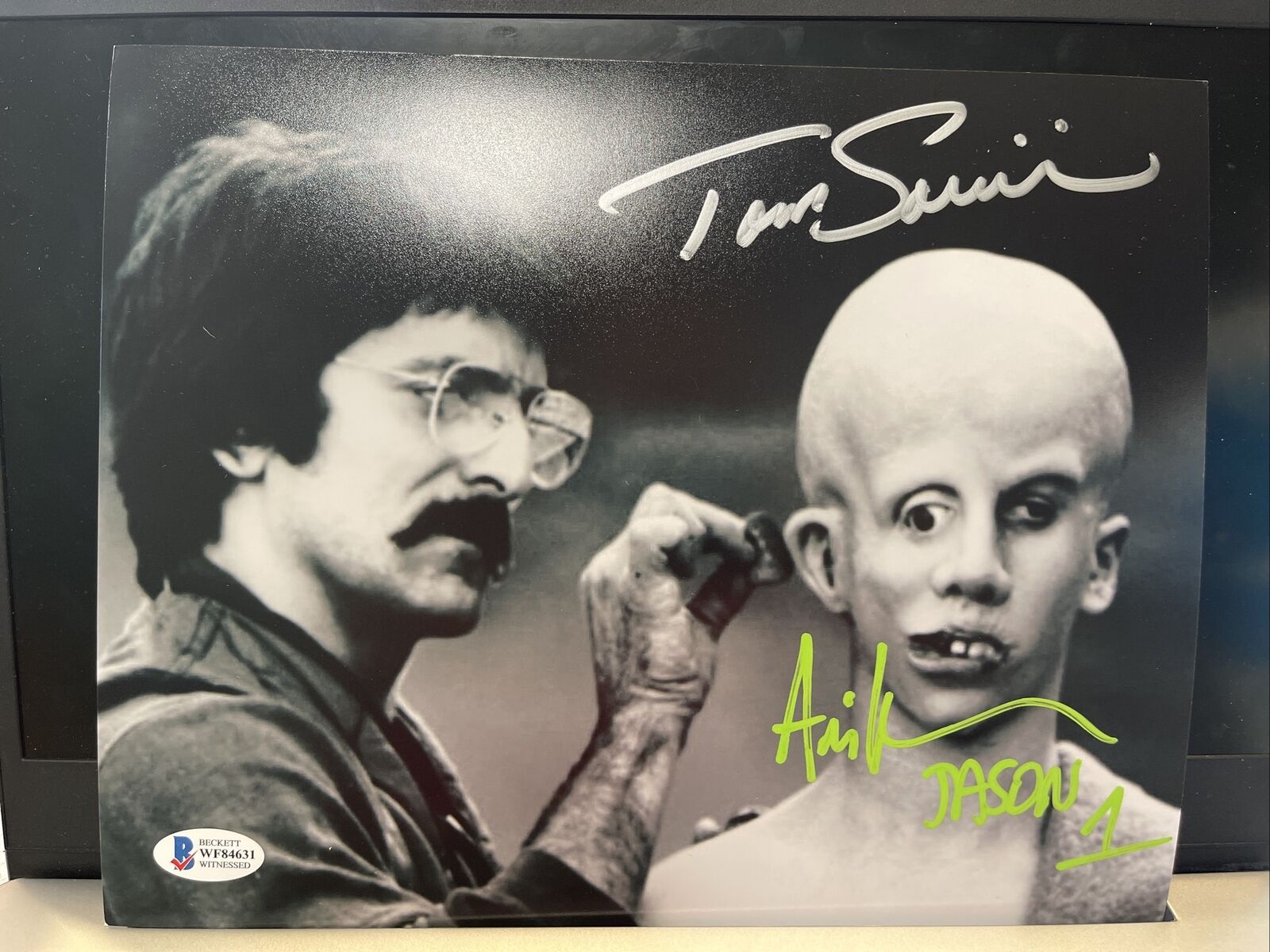 TOM SAVINI & ARI LEHMAN Signed Friday the 13th 8x10 Photo Poster painting JASON BAS BECKETT COA5