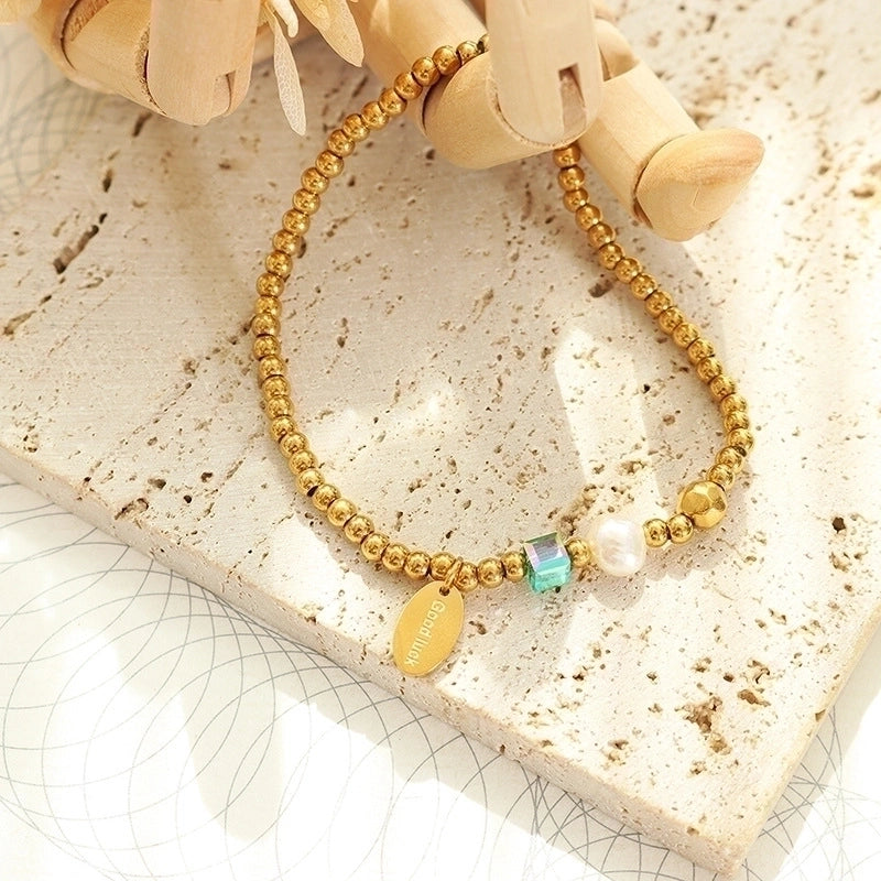 Casual Solid Color 304 Stainless Steel 18K Gold Plated Bracelets In Bulk