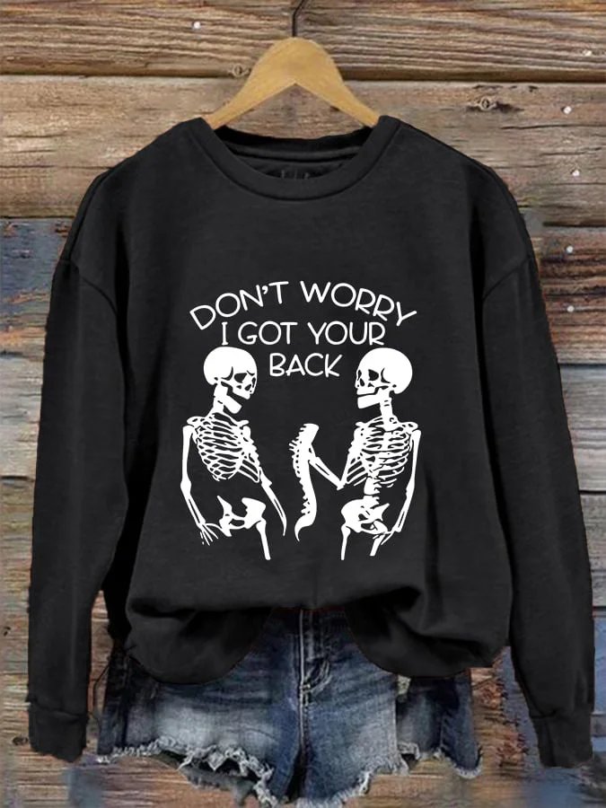 Women's I Got Your Back Skeleton Crew Neck Sweatshirt