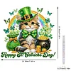 St. Patrick's Day Katze DIY 2D flache Acryl-Diamant-Mal-Kits 5D Diamantkunst-Fensteranh&auml;nger f&uuml;r die Wanddekoration im Garten zu Hause