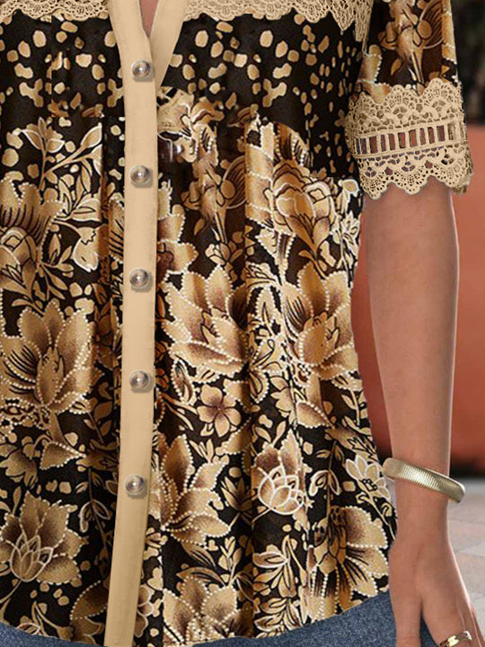 Women Half Sleeve V-neck Solid Color Dress