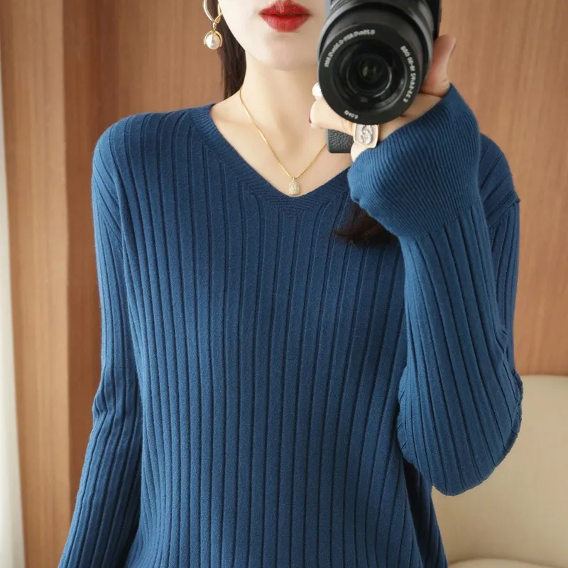 Churchf Churchf Sweater Female 2023 Spring And Autumn Knit Bottom Shirt Fashion Slim Long Sleeve Skin-Friendly Soft Bottom Top