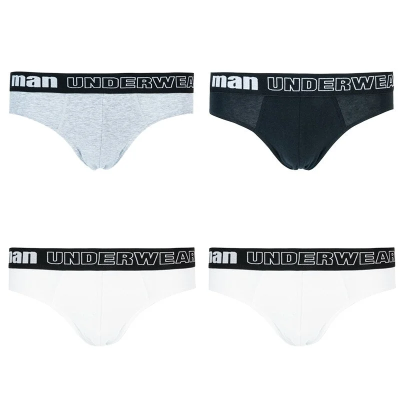 4pcs/Lot Men's Underwear Male Solid Briefs Underpants Comfortable Cotton Panties Mens Bikini Pant Men Sexy Letter Briefs