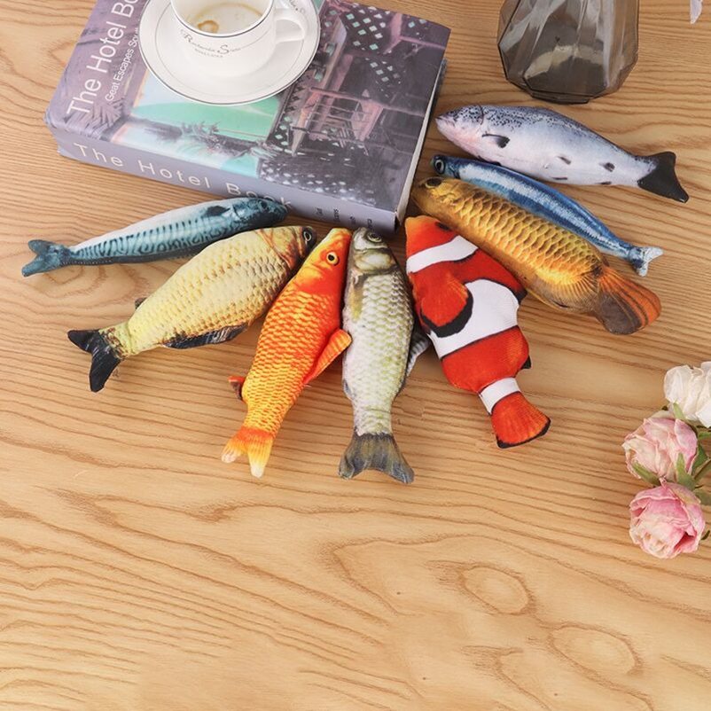 Tegooe Cat Teasing Toy Plush Fish - Interactive Chew Toy for Cats
