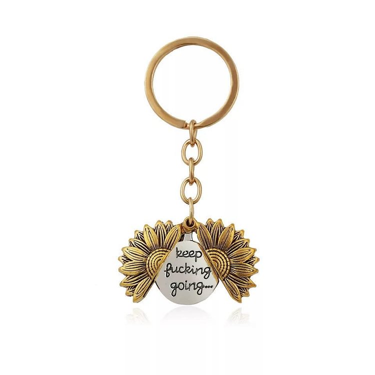 Keep F Going Sunflower Key Chain