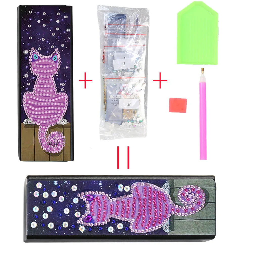 DIY Leather Diamond Painting Glasses Storage Case Mosaic Kit (Q37 Cat)