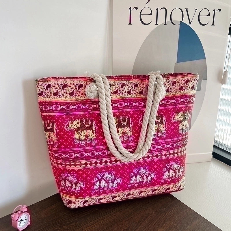 Women’s Vintage Style Geometric Canvas Shopping Bags