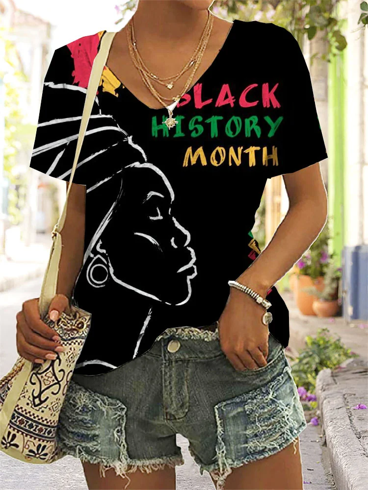 Black History Month V Neck T Shirt