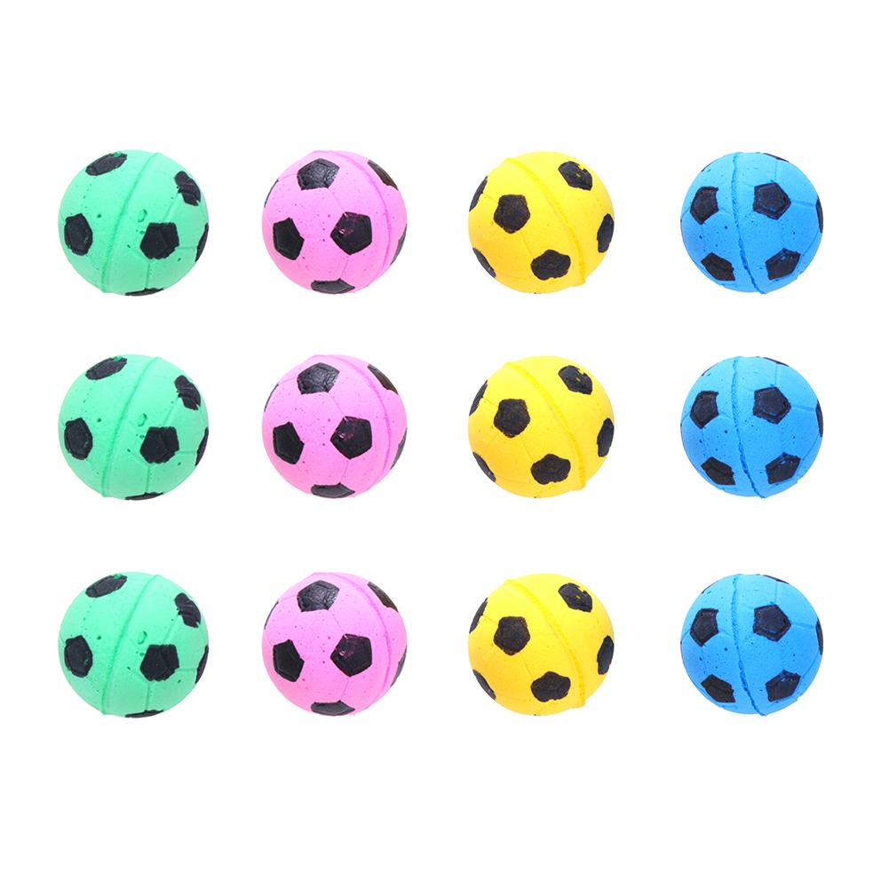 

12Pcs Cute Dog Cat Chew Ball Foam Football Pet Interactive Fetch Play Toy, 501 Original