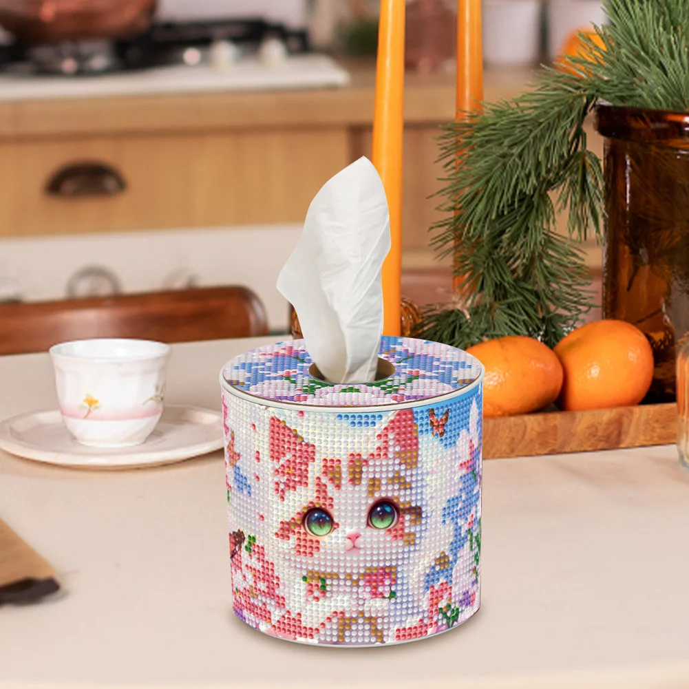 Kitten DIY Diamond Painting Handmade Tissue Holder Rhinestones Decor Tissue Box