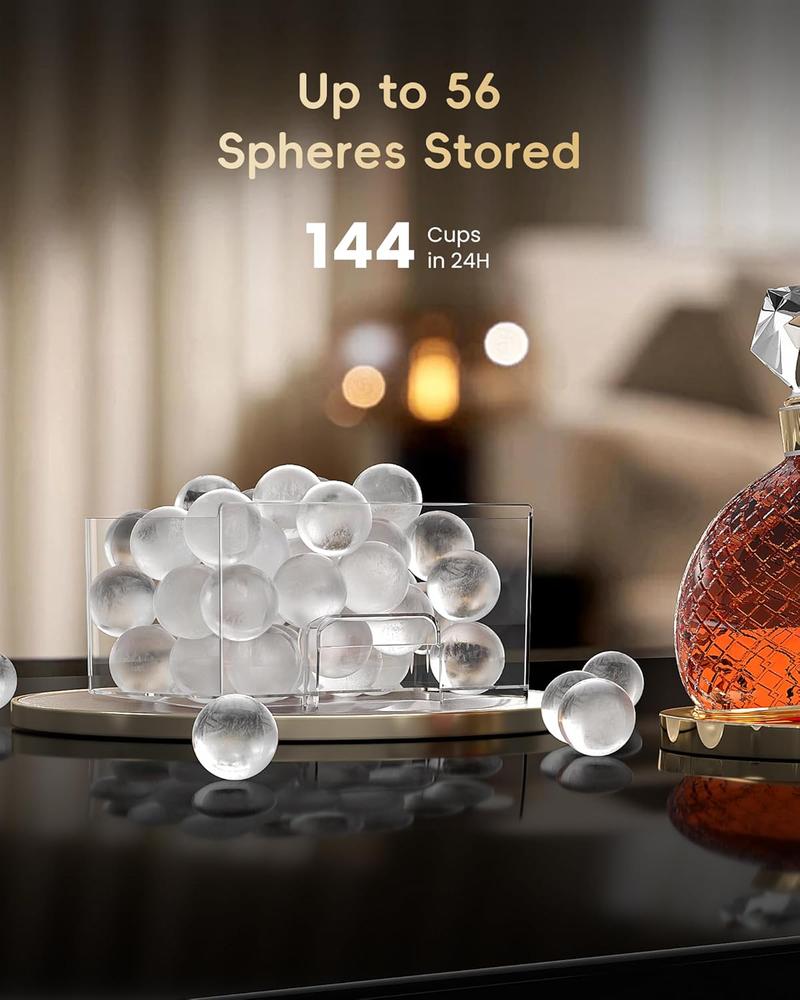 Product Introduction of ecozy 2" Clear Ice Ball Maker with CrystalFlux Technology Fastest 40 Min Production 144 Ice Balls Per Day Sphere Ice Maker with Enhanced Insulation Automatic Water Supply Self-Cleaning for Whiskey Bourbon Appliances IcemakermMachine 15