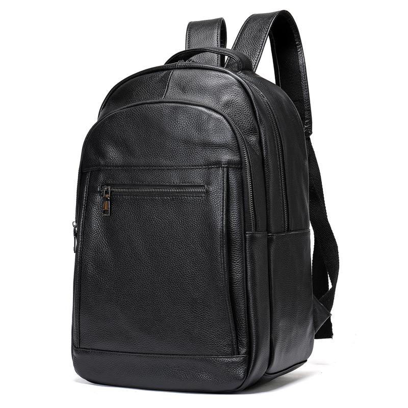 Men&rsquo;s Large Capacity Top-Handled Zip Fastening Genuine Leather Backpack