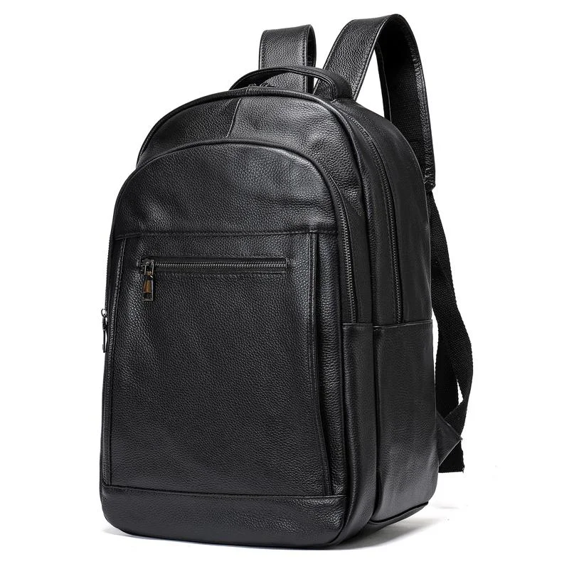 Men&rsquo;s Large Capacity Top-Handled Zip Fastening Genuine Leather Backpack