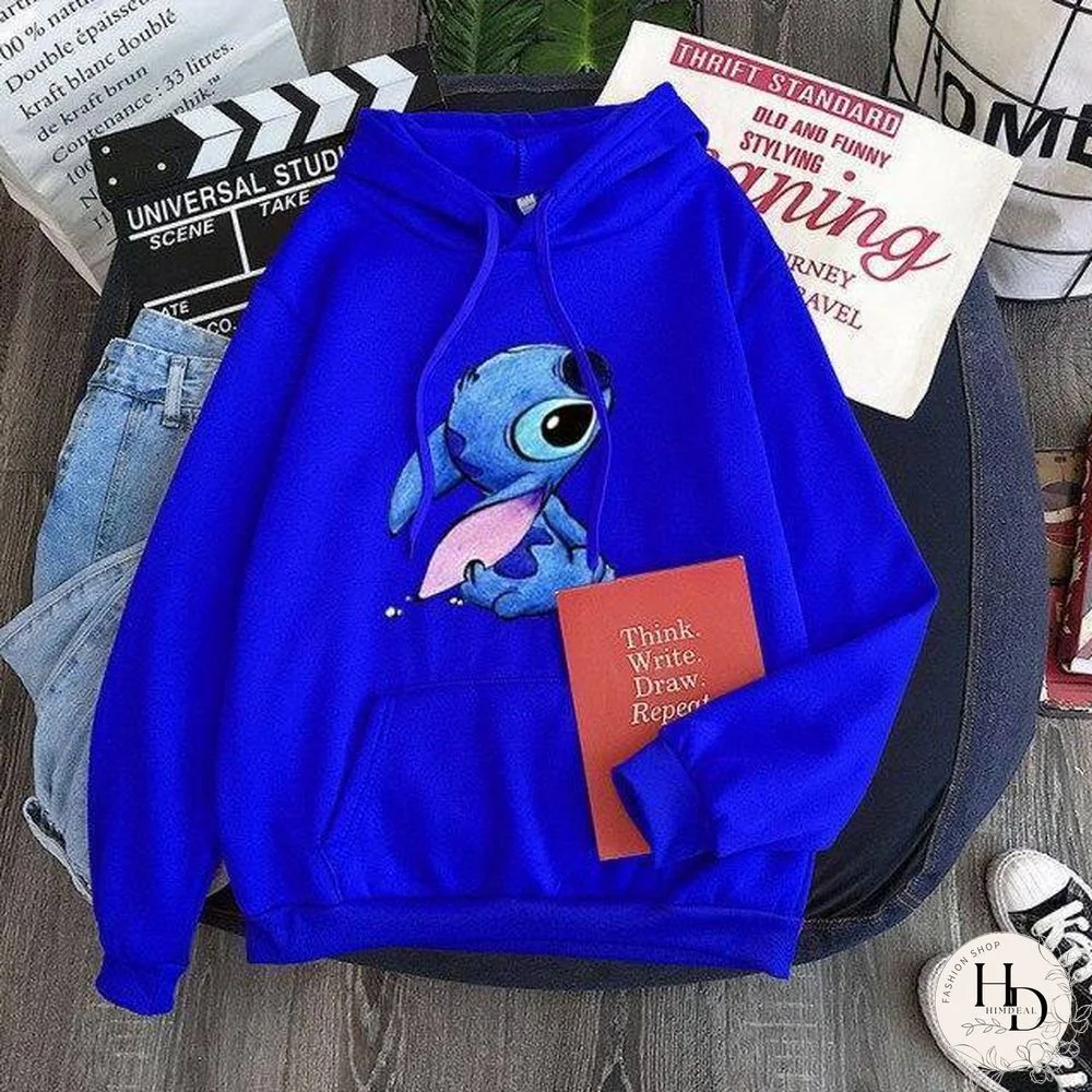 New Hoodie Sweatshirt Women Oversized cartoon Stitch Hoodie couple shirt versatile Sweatshirt Winter Long Sleeve Tops Hoodies