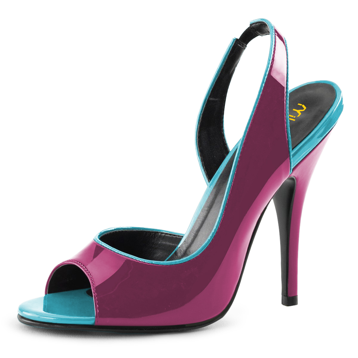 Purple & Blue Patent Leather Peep Toe Stiletto Heel Slingback Shoes Nicepairs