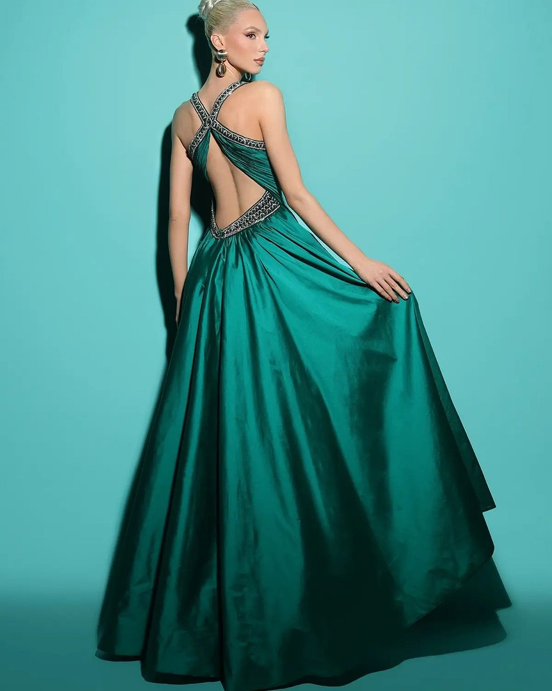 Daisda Chic Stain Split Prom Dress with Ruffles