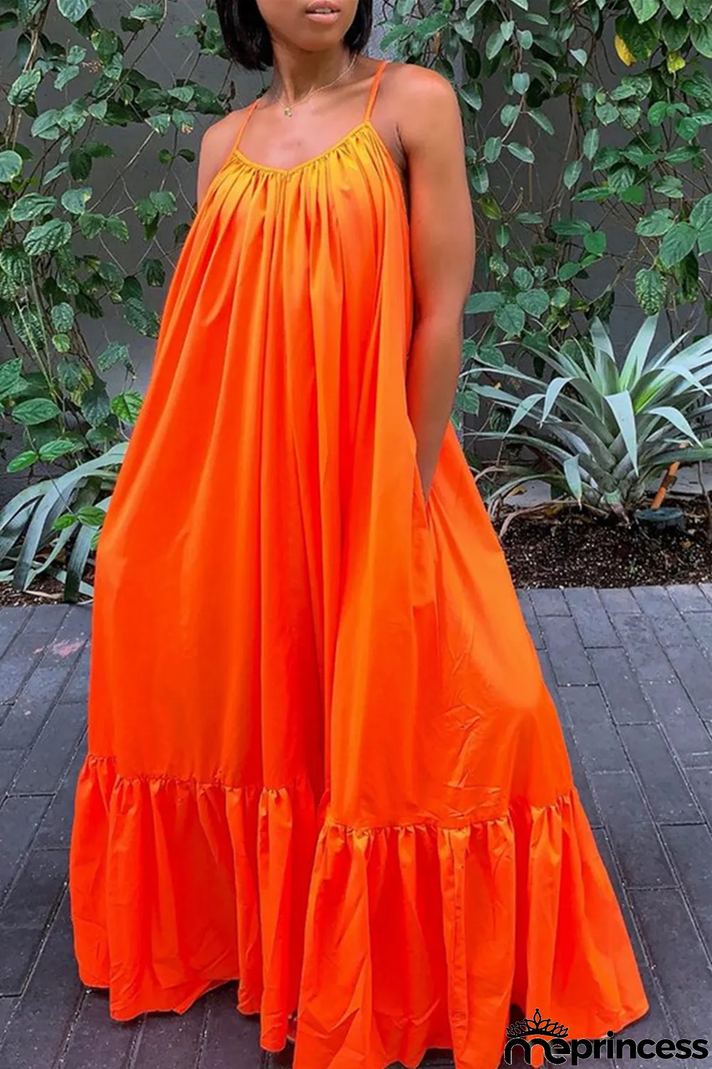 Light Purple Sexy Casual Solid Backless Spaghetti Strap Loose Sling Dress