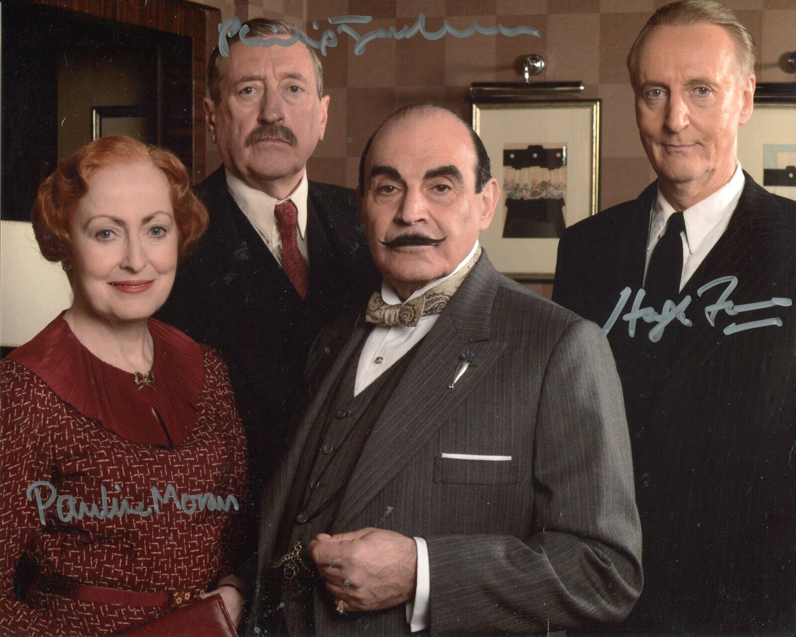 POIROT TV series 8x10 Photo Poster painting signed by THREE of the cast! - UACC DEALER