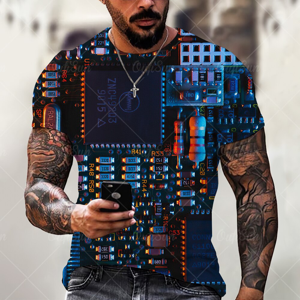 

Electronic Chip - 3D Printed Men T Shirt, Xxl, 501 Original