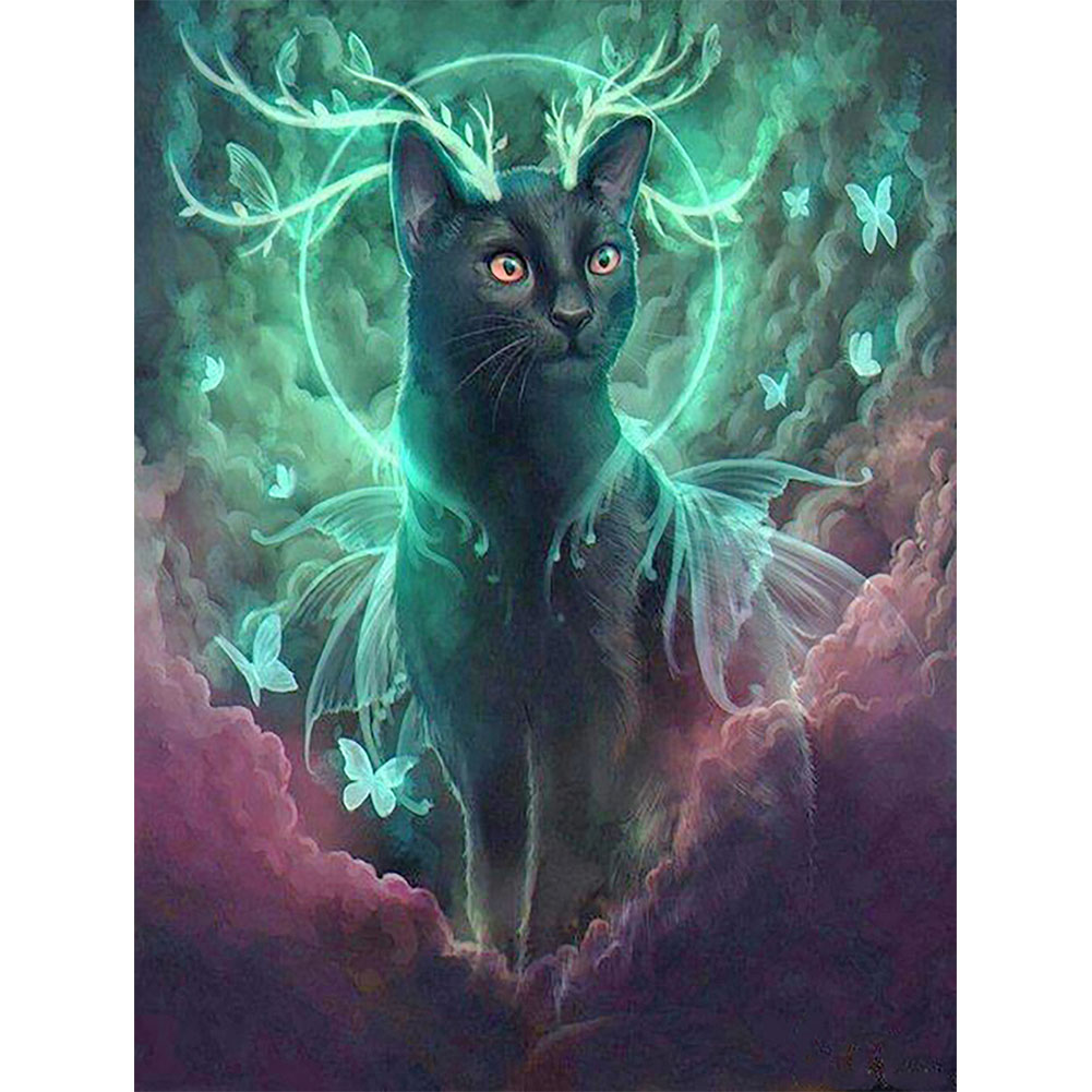 

(Multi-Size) Black Cat - Round/Square Drill Diamond Painting, Round diamond 30*40cm, 501 Original