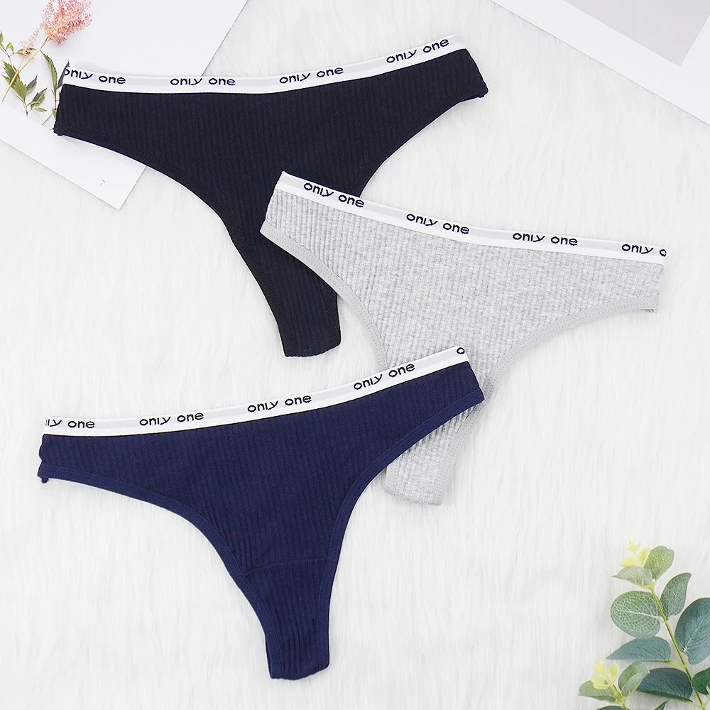 Billionm Sexy Panties for Women Thongs Bikini Ladies Lingerie Underwear Cotton Breathable Sporty Thread Letter Low Rise T Back