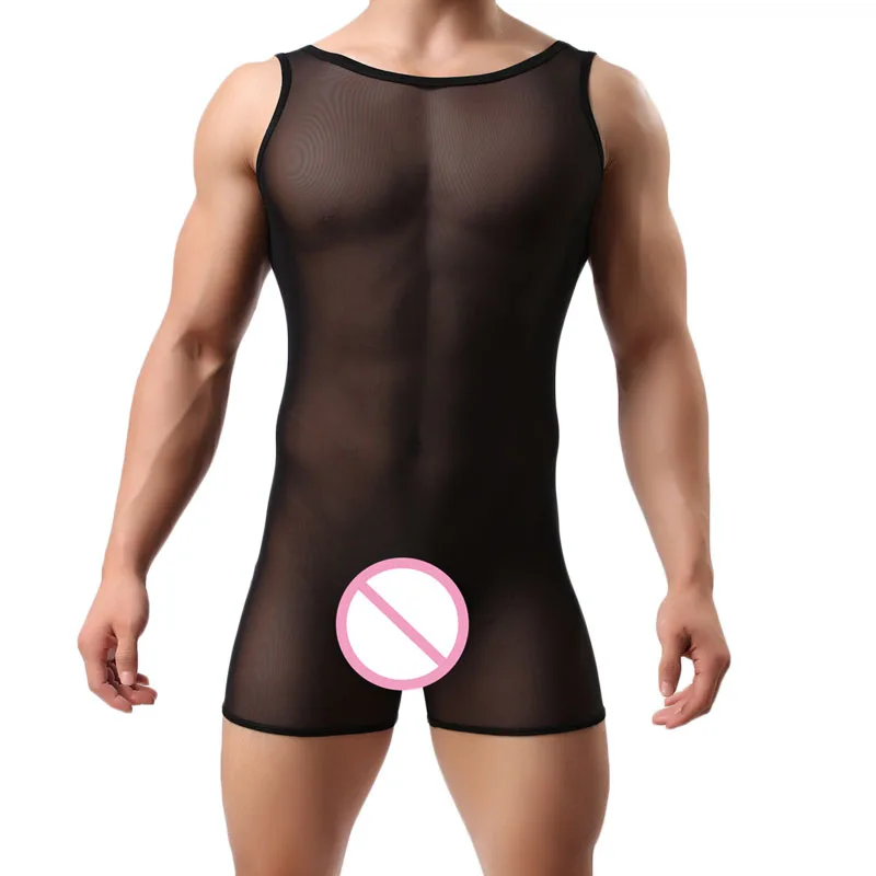 Muyuhe Men Undershirts Sexy Bodysuits Breathable Mesh Men Leotard Male Body Building Singlet Underwear Shapewear for Men Undershirts