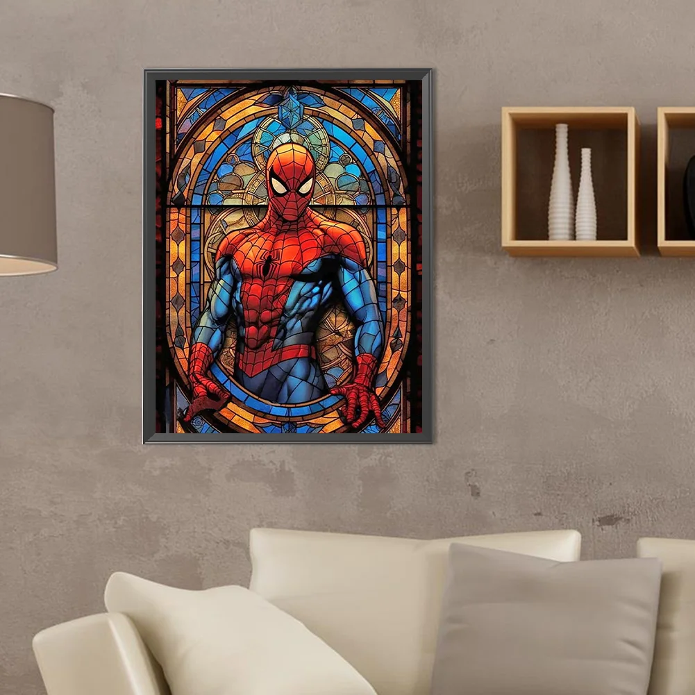 Diamond Painting - Full Round Drill - Stained Glass Spider Man(Canvas|30*40cm)