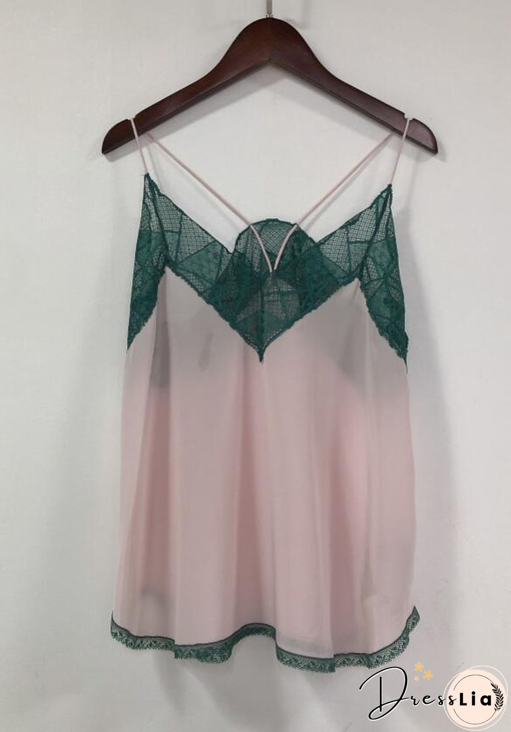 Silk Women New Style Romantic Neckline Exquisite Lace Stitching Letter Printing Girls Camis Vest