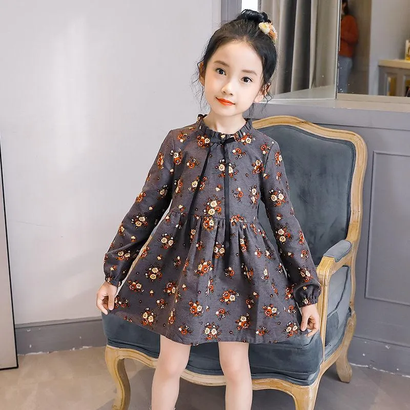 2020 Spring Autumn Girl Dress Cotton Long Sleeve Children's Dress Floral Kids Dresses for Girls Fashion Girls Princess Clothing
