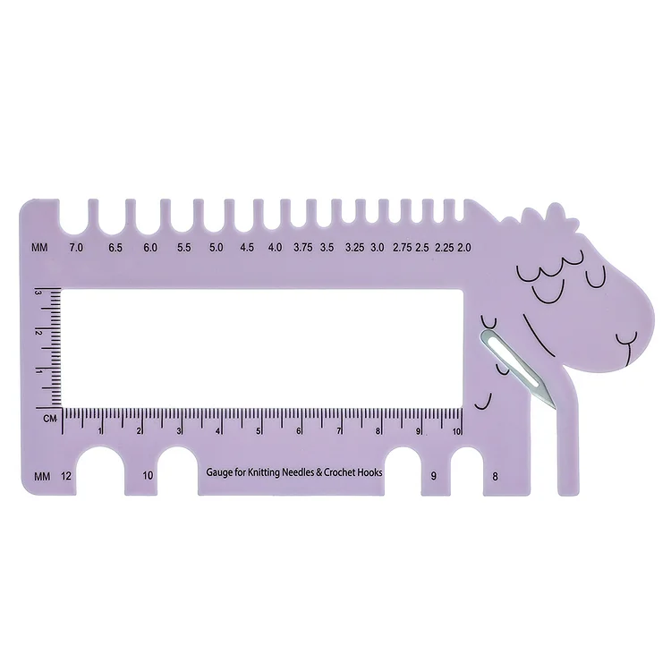 DIY Sheep Shape Sewing Knitting Gauge Size Guide Crochet Ruler Accessories (Purple)