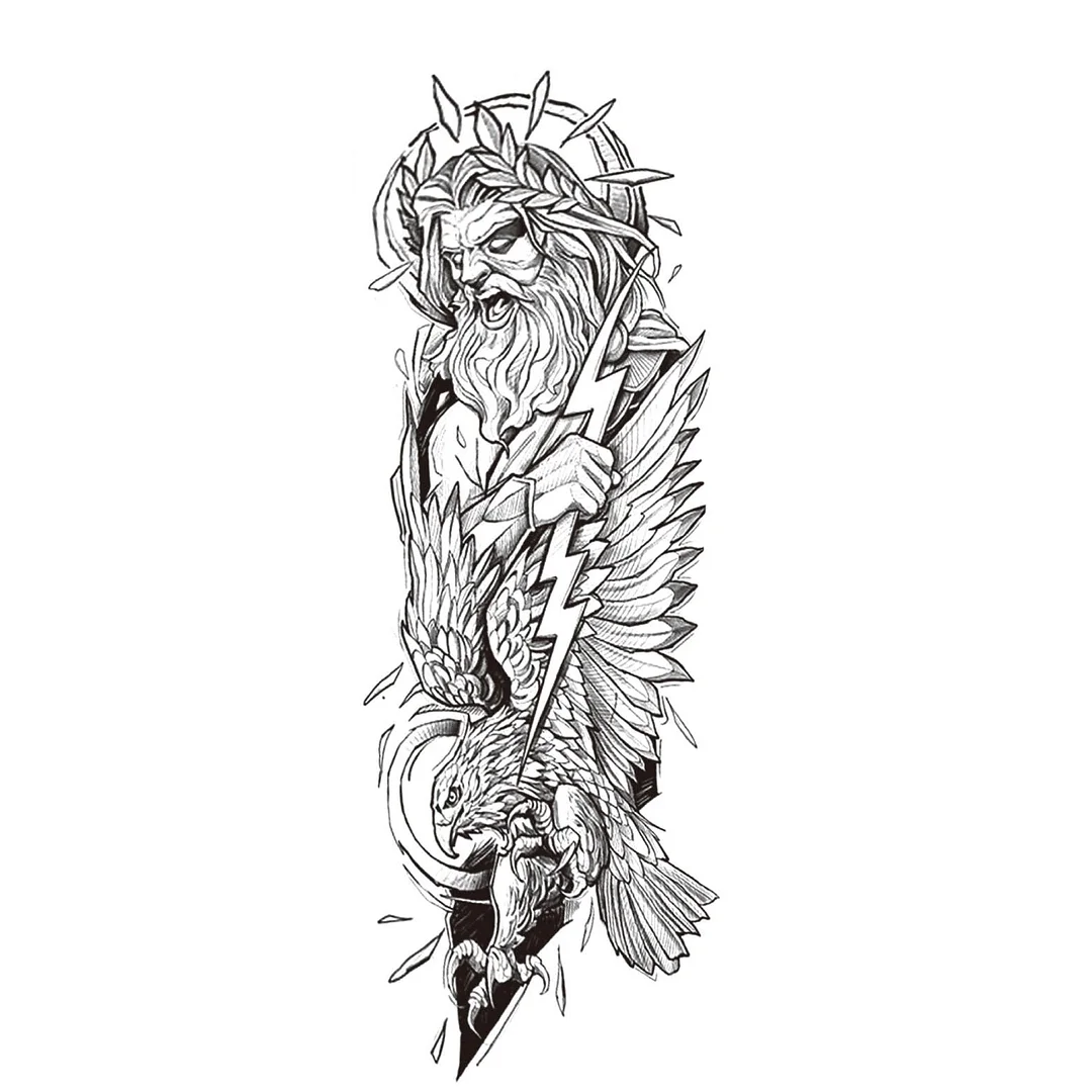 Large Arm Sleeve Tattoo Lion Crown King Rose Waterproof Temporary Tatoo Sticker Full Skull Totem Tatto