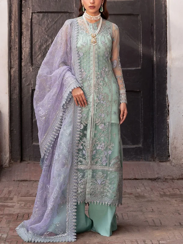 Round Neck Mesh Printed Top And Pants Suit