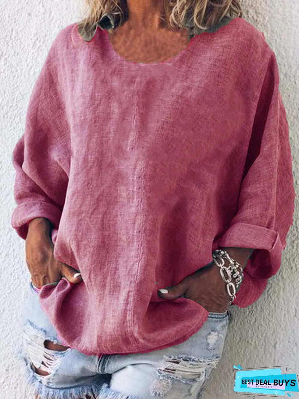 Crew Neck Long Sleeve Casual T-shirt