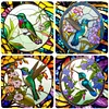 Combo Kit（4PCS)-Diamond Painting-DIY DIY Full Round Drill Hummingbird Stain Glass (30*30CM)