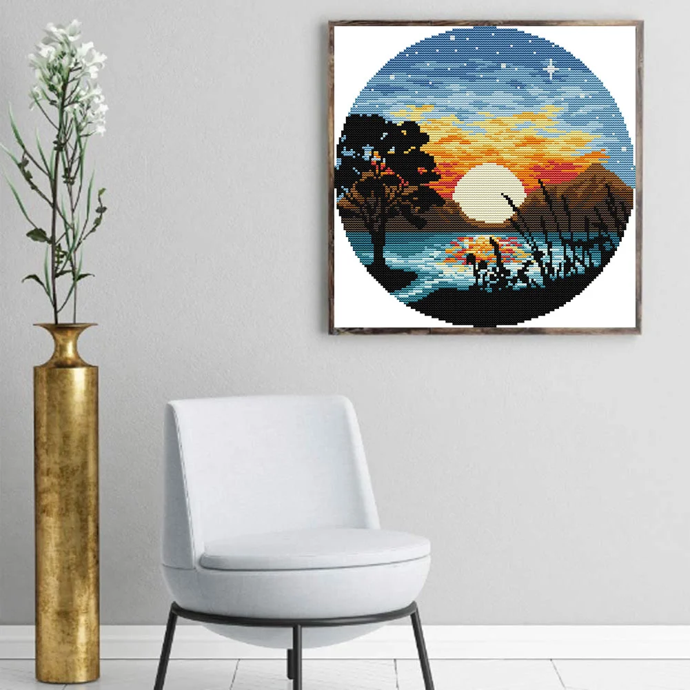 14CT Partial Printed Cross Stitch - Sunset(31*31cm)