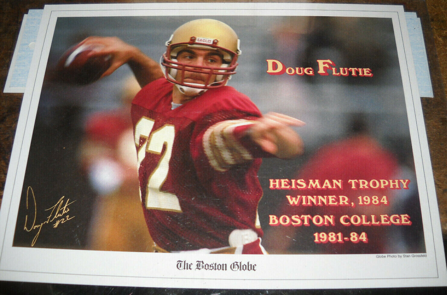 RARE VINTAGE DOUG FLUTIE 9X12 BOSTON GLOBE COLLEGE INSERT Photo Poster painting COLLEGE